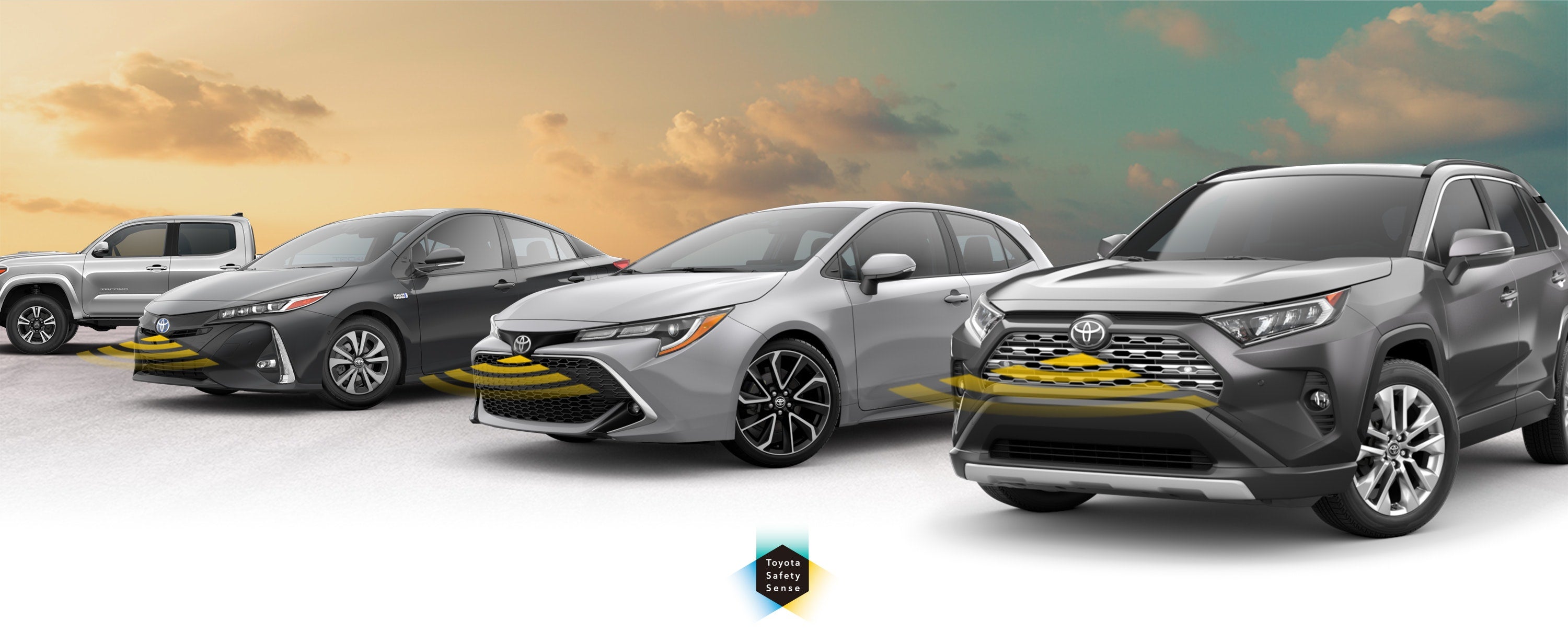 Toyota Safety Sense: Designed for Safety. Options shown on Toyota models including RAV4, Tacoma, and Camry, available now at Toyota of Laramie in Laramie WY.