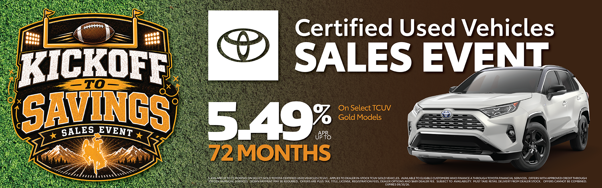 Kickoff to Savings on Toyota Certified Used Vehicles TCUV