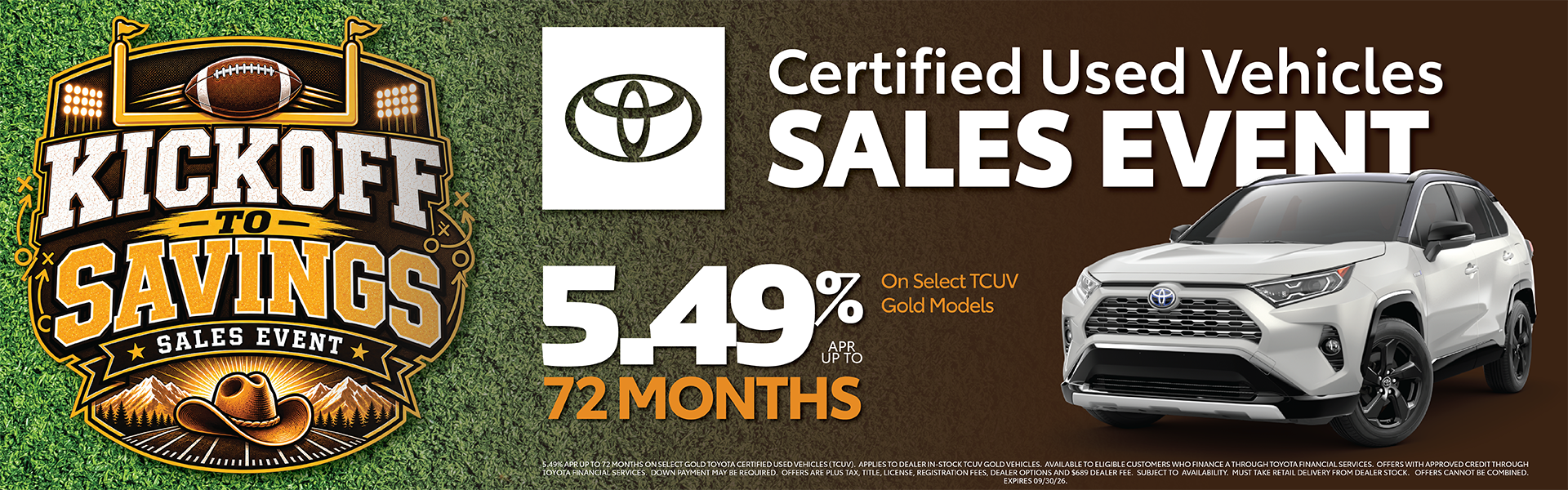 Kickoff to Savings on Toyota Certified Used Vehicles TCUV
